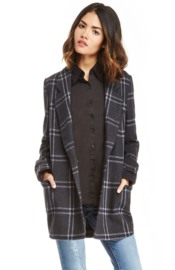 J.O.A. Classic Plaid Collar Coat Slide 1