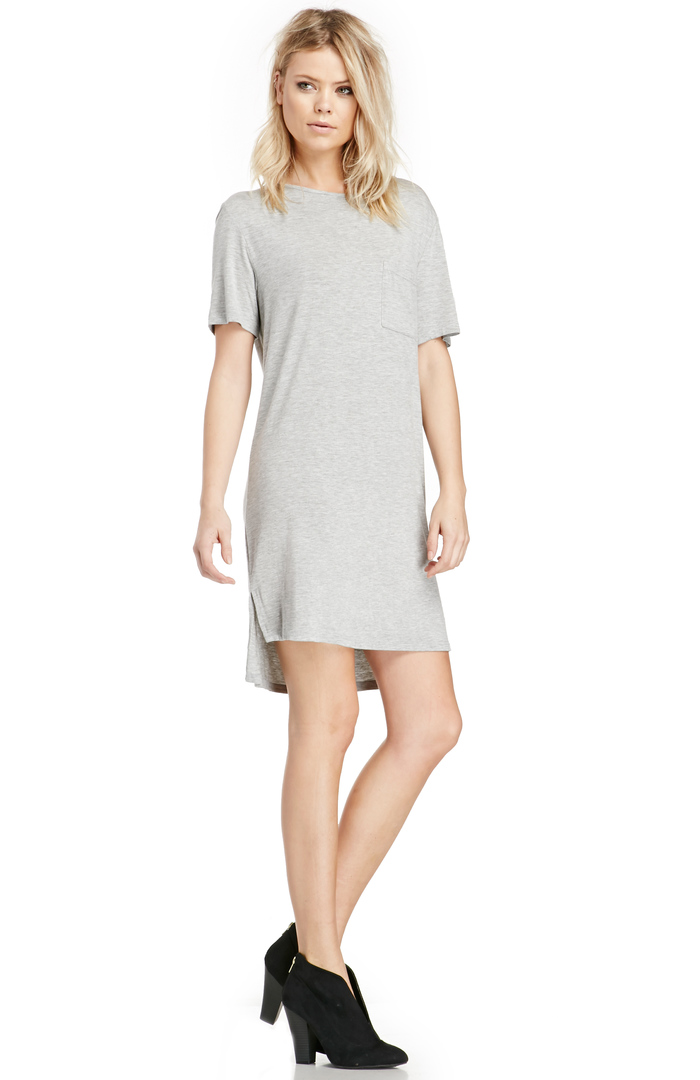 Glamorous Dip Back T-Shirt Dress in Grey | DAILYLOOK