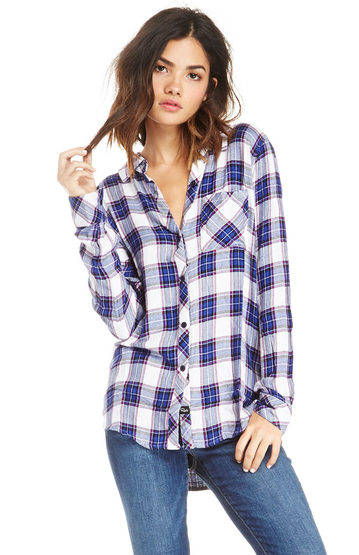 Rails Hunter Button Down Plaid Shirt in Purple | DAILYLOOK