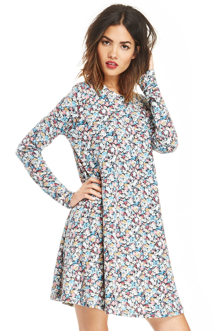 Glamorous Jersey Swing Dress in Floral Multi | DAILYLOOK
