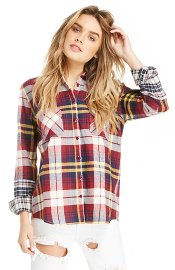 Lucca Couture Plaid Flannel Shirt Slide 1