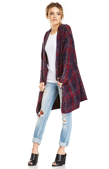 J.O.A. Plaid Sweater Coat Slide 1