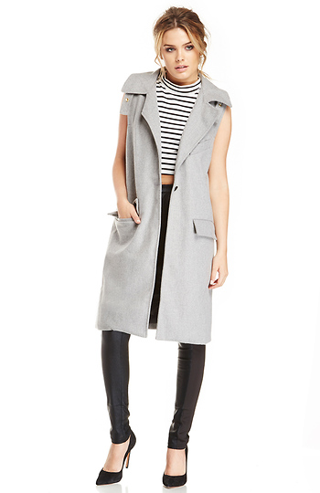 J.O.A. Woolen Sleeveless Coat Slide 1