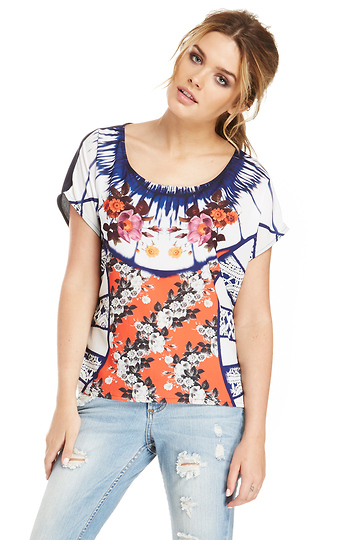 MINKPINK Floral Blue Bay Fire Tee Slide 1