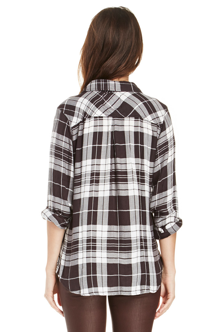 Rails Hunter Button Down Plaid Shirt in Black/White DAILYLOOK