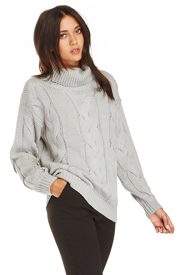 Three Of Something Coastal Cable Sweater in Grey | DAILYLOOK