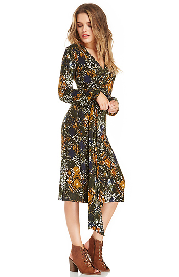 DAILYLOOK Printed Jersey Knit Wrap Dress Slide 1