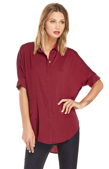 Satin Button Down Blouse Slide 1