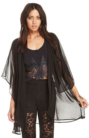 Bohemian Bones Scarab Chiffon Kimono Slide 1