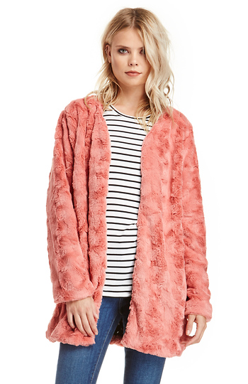 MINKPINK Powder Room Faux Fur Coat Slide 1