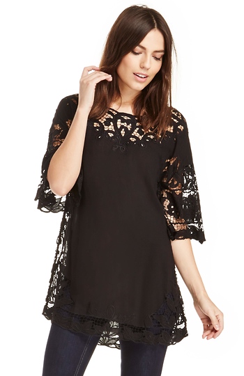 ONE by One Teaspoon Angel Boy Crochet Lace Tunic Dress Slide 1