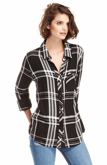 Rails Hunter Button Down Plaid Shirt in Black | DAILYLOOK