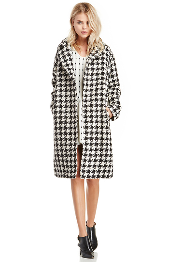 Glamorous Houndstooth Wool Coat Slide 1