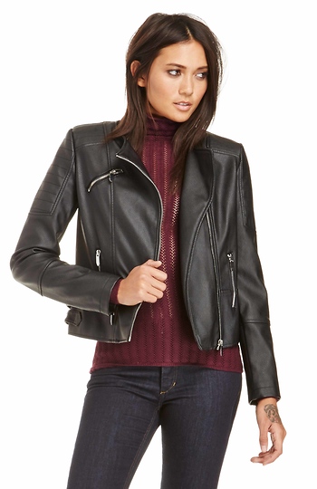 Glamorous Vegan Leather Moto Jacket Slide 1