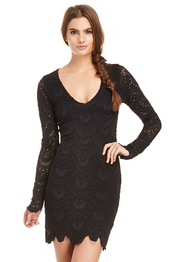 Nightcap Spanish Lace Dress in Black | DAILYLOOK