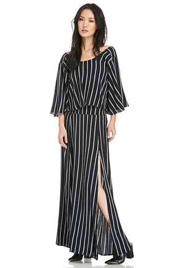 FLYNN SKYE RaRa Pinstripe Skirt in Black/White | DAILYLOOK