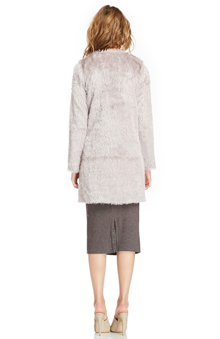 J.O.A. Fringed Long Coatigan in Taupe | DAILYLOOK