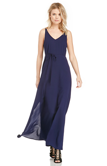 Crepe V-Back Maxi Dress Slide 1