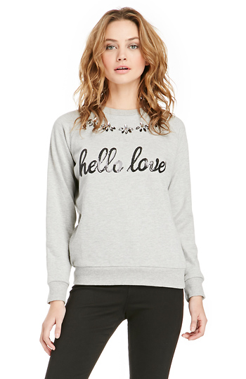 Lovers + Friends Hello Lover Sequin Graphic Pullover Slide 1