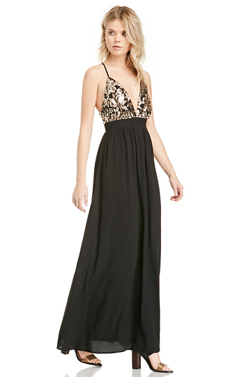 Lovers + Friends Good As Gold Sequin Maxi Dress Slide 1