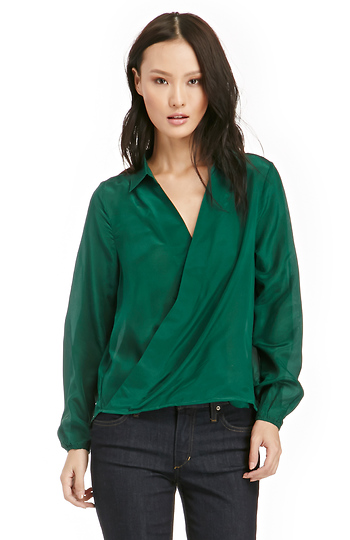 Line & Dot Moore Criss-Cross Silk Blouse Slide 1