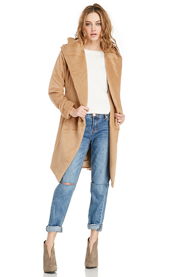 Glamorous Hooded Faux Fur Coat Slide 1