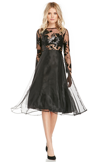 Glamorous Organza Floral Fit & Flare Midi Dress Slide 1
