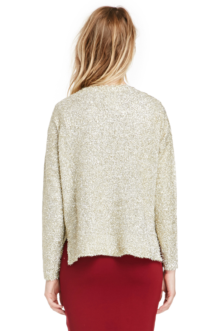 J.O.A. Metallic Tinsel Cardigan in Gold DAILYLOOK