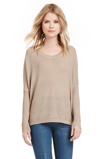 Denzel High Low Knit Sweater in Taupe | DAILYLOOK
