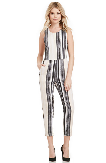 J.O.A Cross Back Striped Jumpsuit Slide 1