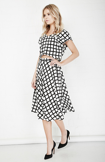 Arquette Flared Gridline Skirt Slide 1