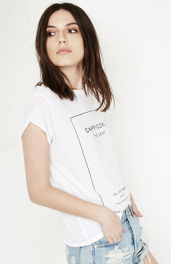 The Laundry Room Capricorn Label Rolling Tee in White | DAILYLOOK