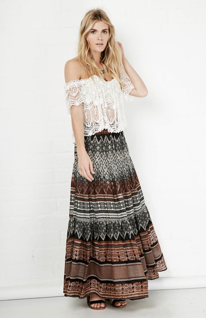 Glamorous Tribal Print Maxi Skirt in Floral Multi | DAILYLOOK