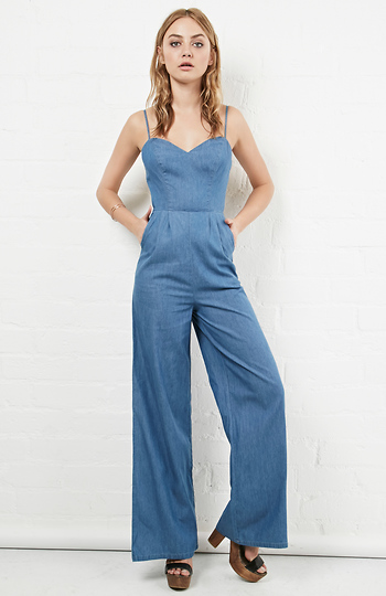 Lovers + Friends Denim Gardenia Jumpsuit Slide 1