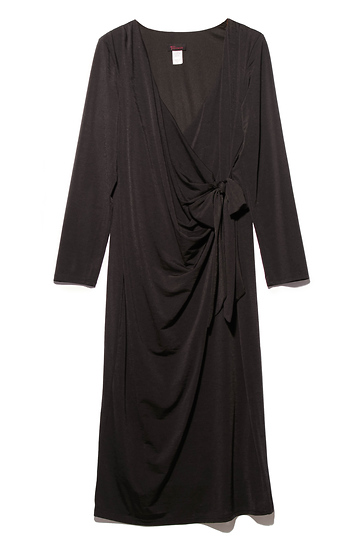 Plus Jessica Long Sleeve Knotted Wrap Dress Slide 1