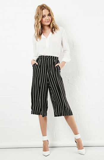 Glamorous Striped Culottes in Black/White | DAILYLOOK