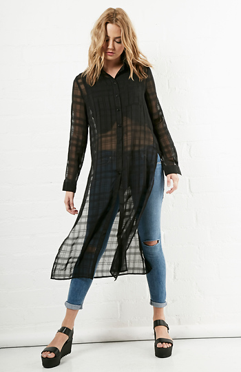 Glamorous Check Side Split Shirt Slide 1