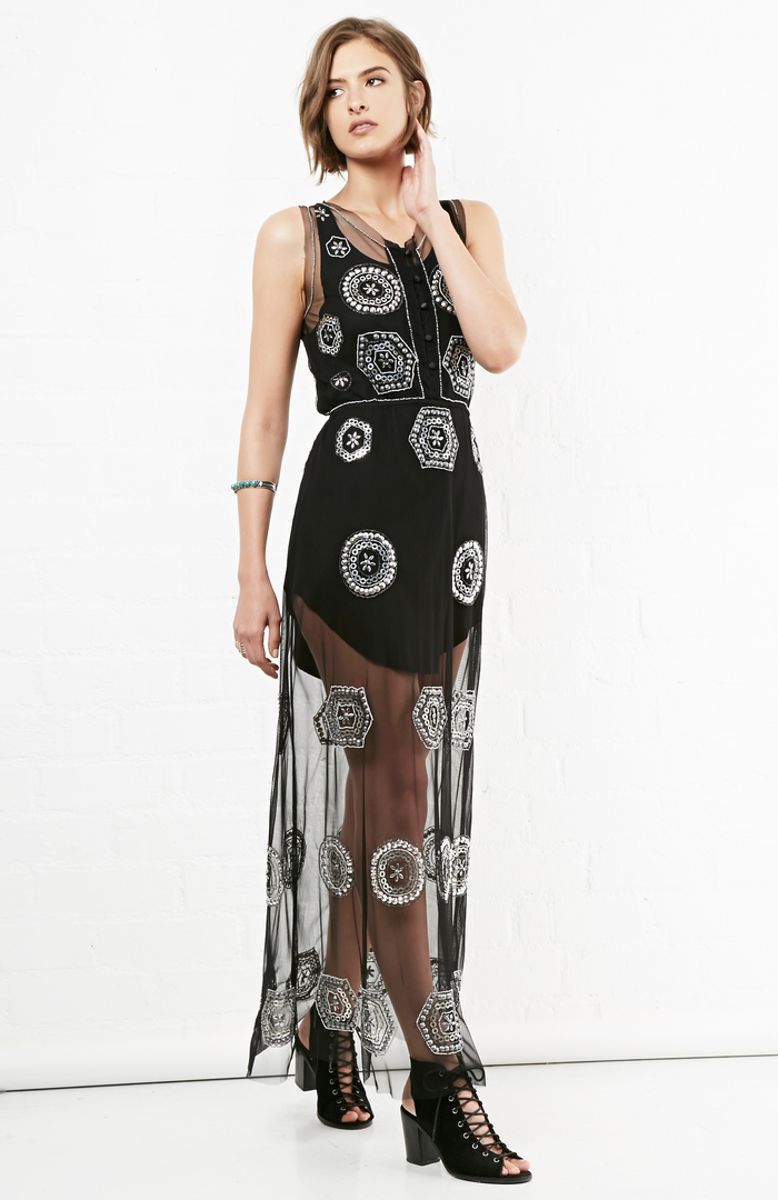 bellabarnett metal embellishment maxi dress