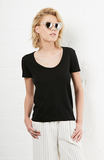 BOBI Scoop Neck Short Sleeve Cotton Tee Slide 1