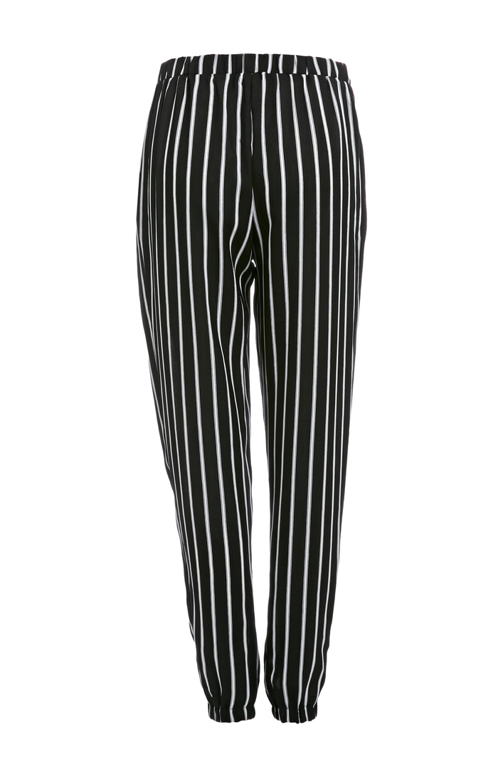 Glamorous Tapered Cuff Striped Trousers in Black/White | DAILYLOOK