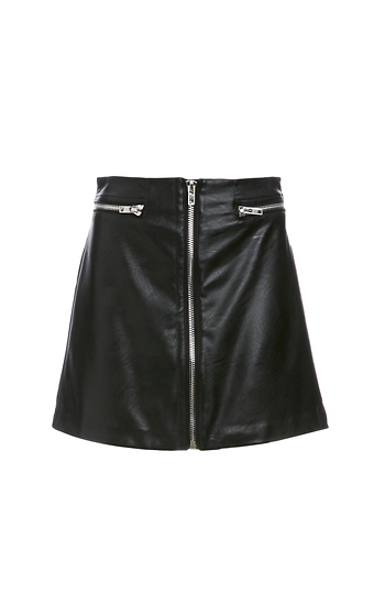 Six Crisp Days Vegan Leather Moto Zip Skirt Slide 1