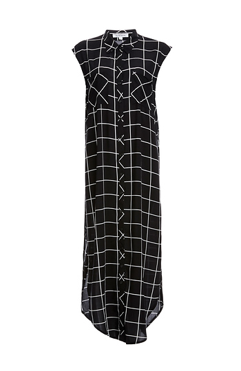 Glamorous Split Seam Button Down Grid Tunic Slide 1