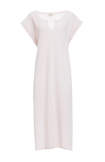 NYTT Split Neck Cotton Midi Tee Dress Slide 1