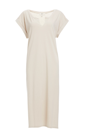 NYTT Split Neck Cotton Midi Tee Dress Slide 1