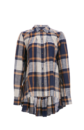 Free People Peppy Plaid Ruffle Back Shirt Slide 1