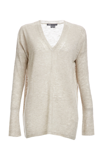 Vince Linen Blend V-Neck Sweater Slide 1