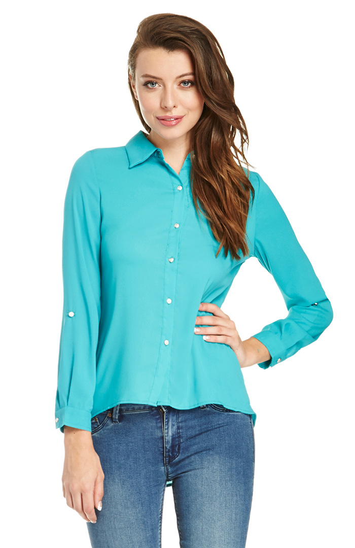 Pleated Back Blouse in Teal DAILYLOOK
