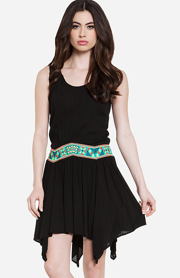 Embroidered Waist Tank Dress Slide 1