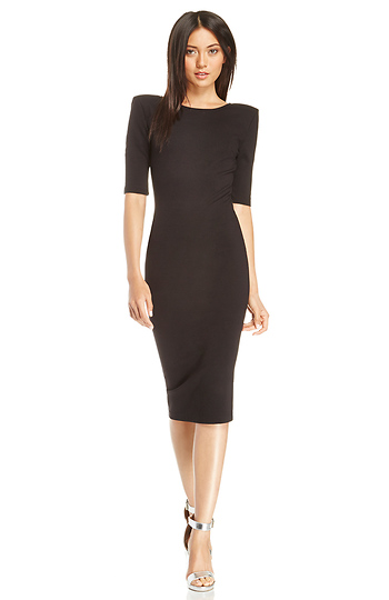 Powerful Bodycon Midi Dress in Black | DAILYLOOK