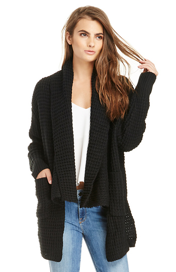 Oversized Shawl Cable Cardigan Slide 1